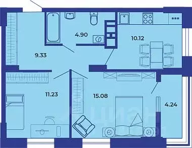 2-к кв. Брянская область, Брянск ул. Комарова, 47 (54.8 м) - Фото 1
