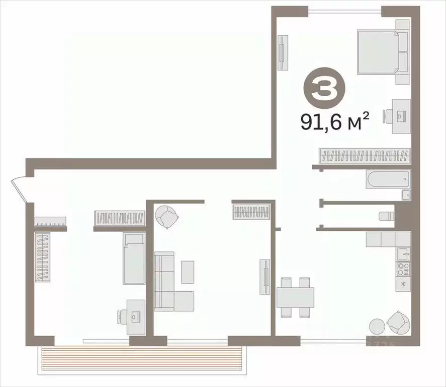3-к кв. Тюменская область, Тюмень Широтная ул., 167к6 (91.6 м) - Фото 2