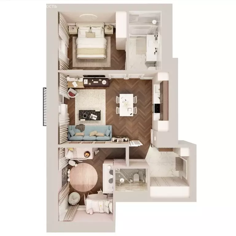 3-комнатная квартира: Маркова, квартал Стрижи, 16 (68.2 м) - Фото 2