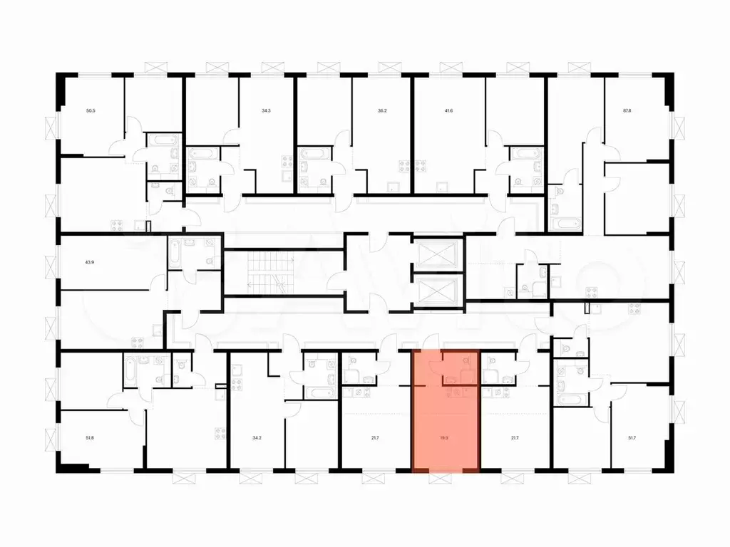 Квартира-студия, 19,9 м, 6/9 эт. - Фото 1