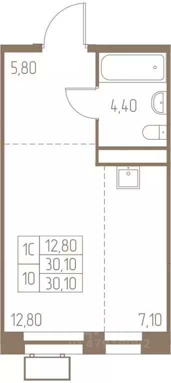 1-к кв. Московская область, Пушкино Фабрикант жилой комплекс, 1 (30.1 ... - Фото 1