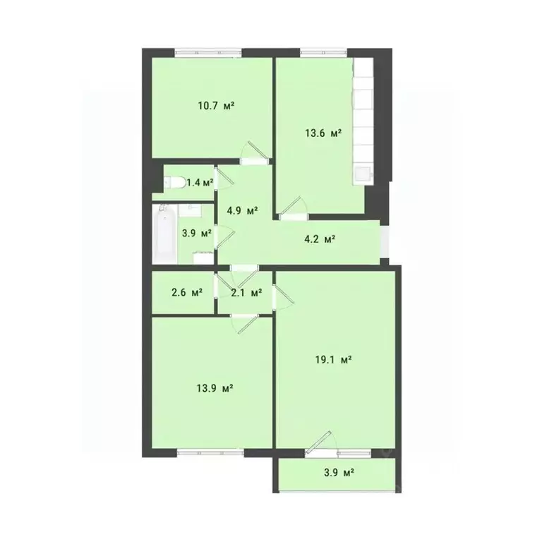 3-к кв. Омская область, Омск Заозерный мкр, ул. Сергея Тюленина, 4 ... - Фото 1