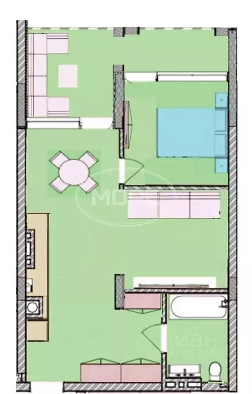 1-к кв. Калининградская область, Зеленоградск ул. Гагарина, 87 (60.0 ... - Фото 2