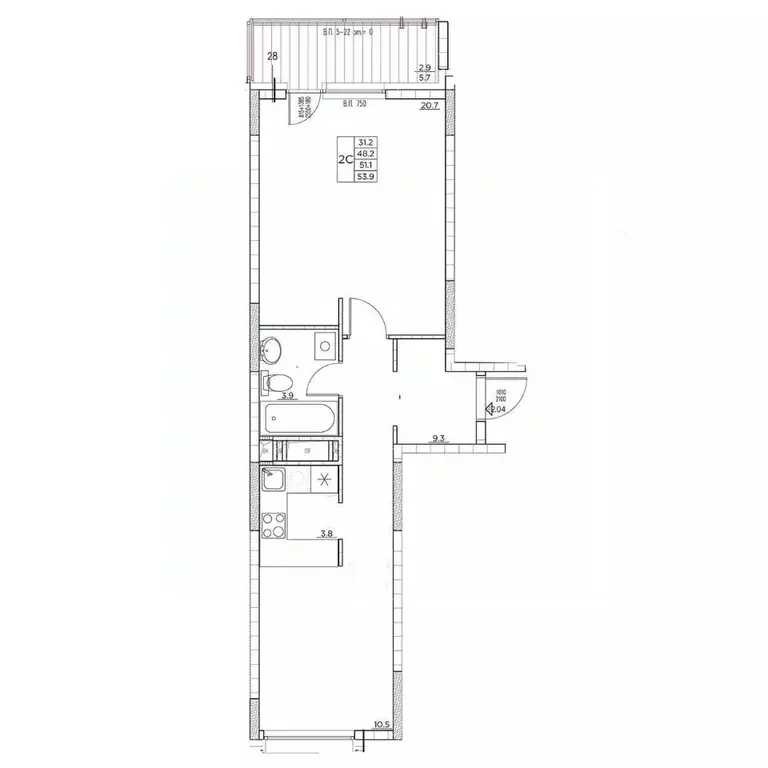 2-к кв. Приморский край, Владивосток ул. Расула Гамзатова, 7к3 (53.9 ... - Фото 1