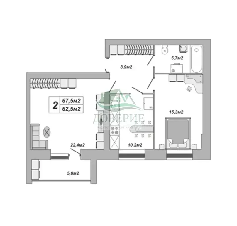 2-комнатная квартира: Тамбов, улица Чичерина, 7к2 (67.5 м) - Фото 0