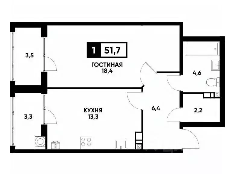 1-к кв. Ставропольский край, Ставрополь ул. Андрея Голуба, 12к3 (51.7 ... - Фото 0