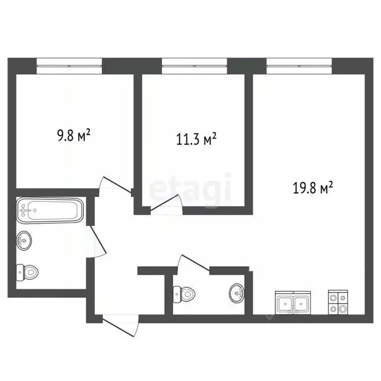 3-к кв. Московская область, Мытищи Юбилейная ул., 10 (53.9 м) - Фото 2