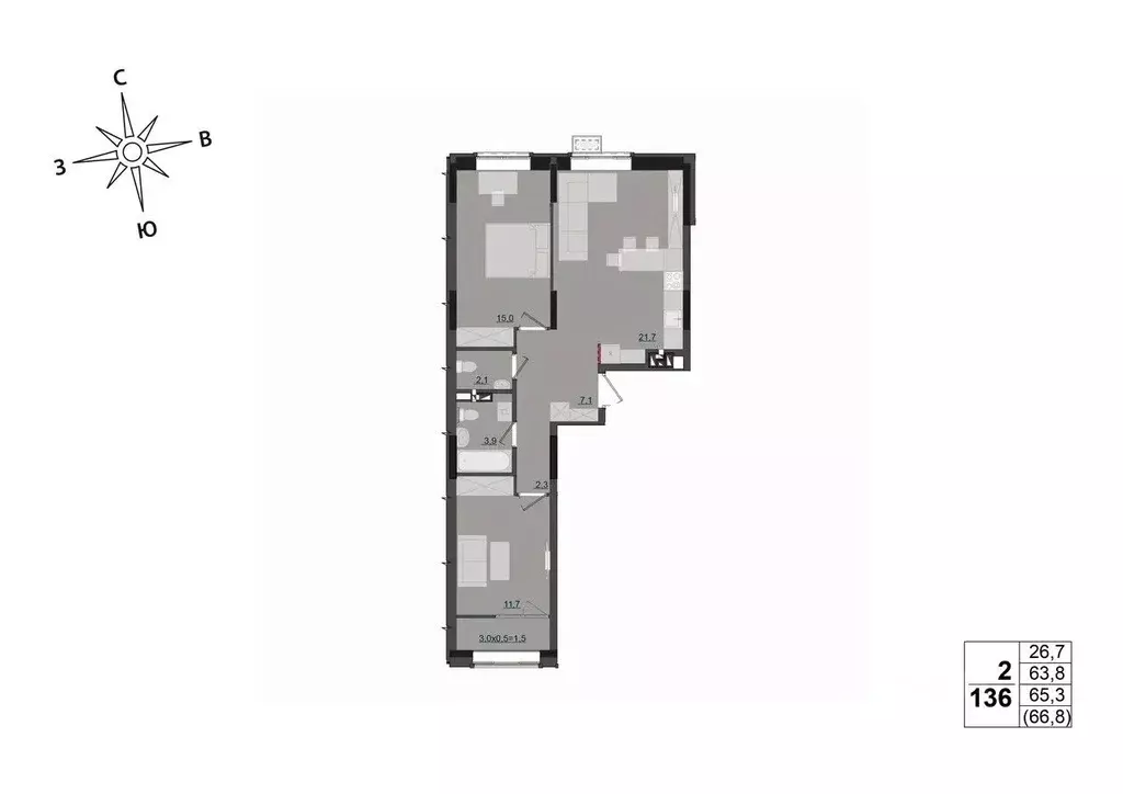 2-к кв. Удмуртия, Ижевск ул. Леваневского (65.3 м) - Фото 0