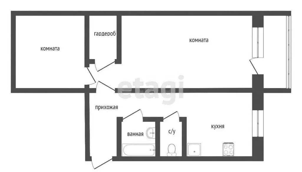 2-комнатная квартира: Курган, улица Тимофея Невежина, 15 (45 м) - Фото 0