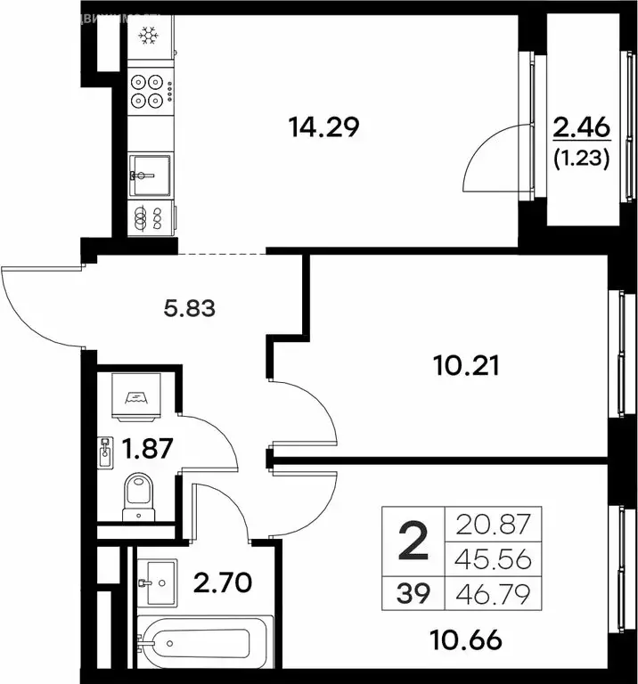 2-комнатная квартира: Владимир (46.79 м) - Фото 0