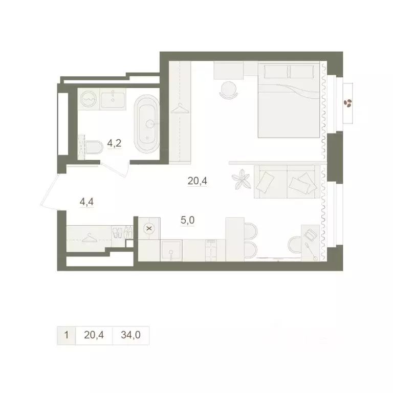 1-к кв. Башкортостан, Уфа Родина Парк жилой комплекс (34.0 м) - Фото 0