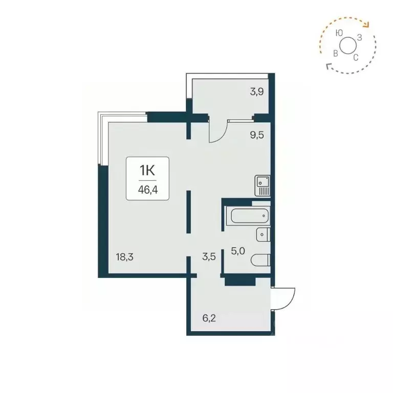 1-к кв. Новосибирская область, Новосибирск Игарская ул., 8 (46.4 м) - Фото 1