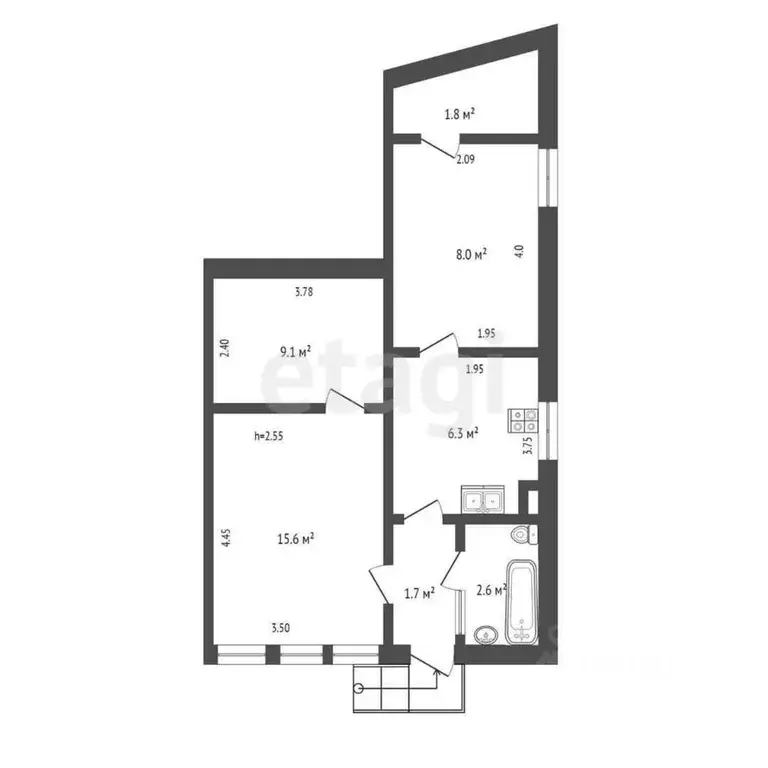 3-к кв. Крым, Ялта ул. Ленинградская, 42 (45.6 м) - Фото 1