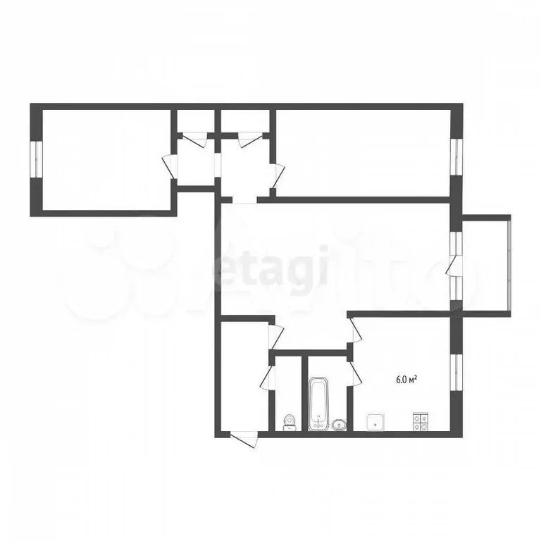 3-к. квартира, 53 м, 2/5 эт. - Фото 0