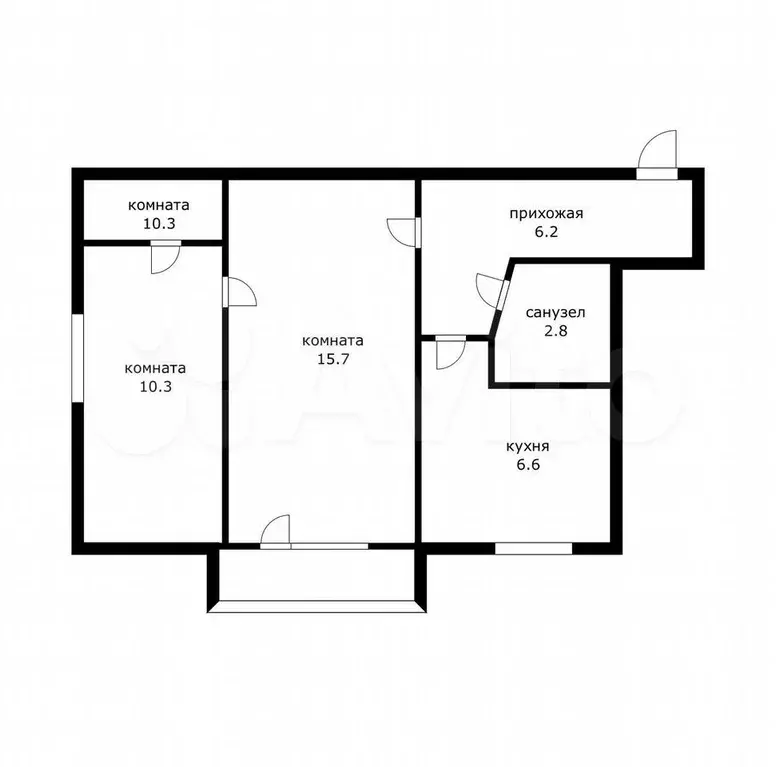 2-к. квартира, 43,5 м, 5/5 эт. - Фото 0
