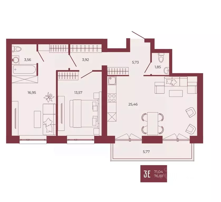 3-к кв. Пензенская область, Пенза ул. Тепличная, 55 (76.81 м) - Фото 1