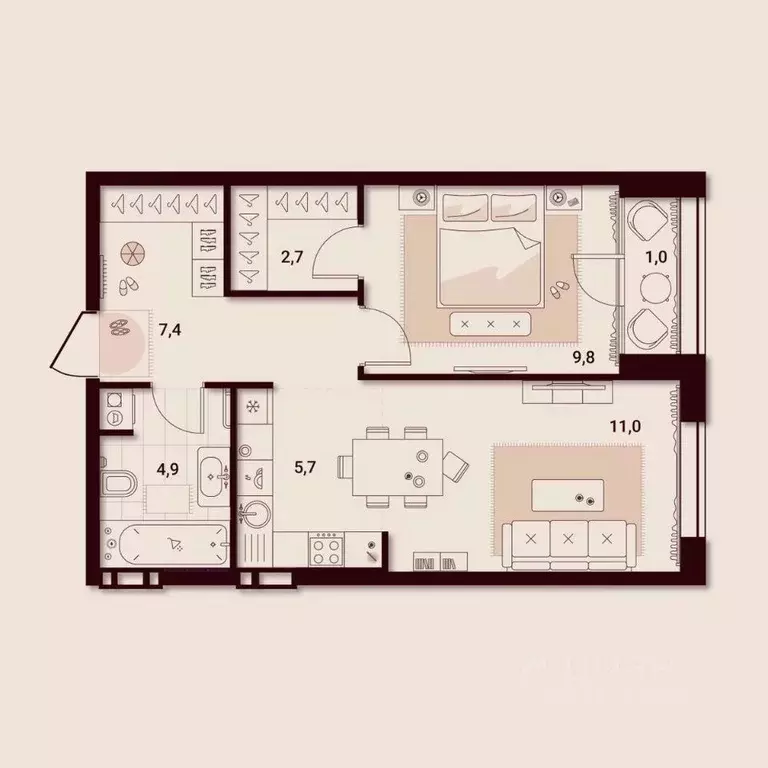 1-к кв. Приморский край, Артем ул. Куйбышева, 11А (42.52 м) - Фото 1