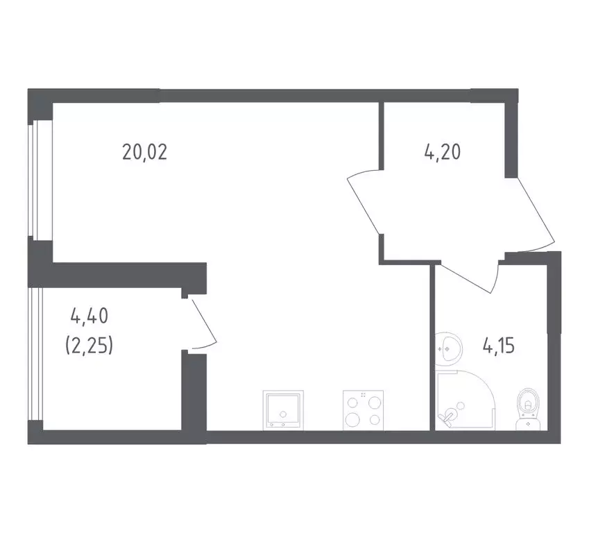 Квартира-студия: деревня Новосаратовка, улица Открытий, 3 (30 м) - Фото 1