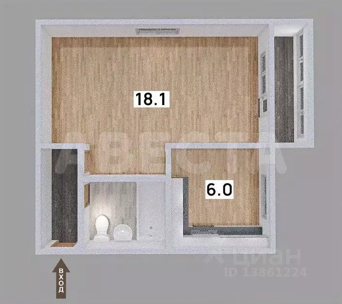 1-к кв. Омская область, Омск Городок Нефтяников мкр, ул. 50 лет ... - Фото 1