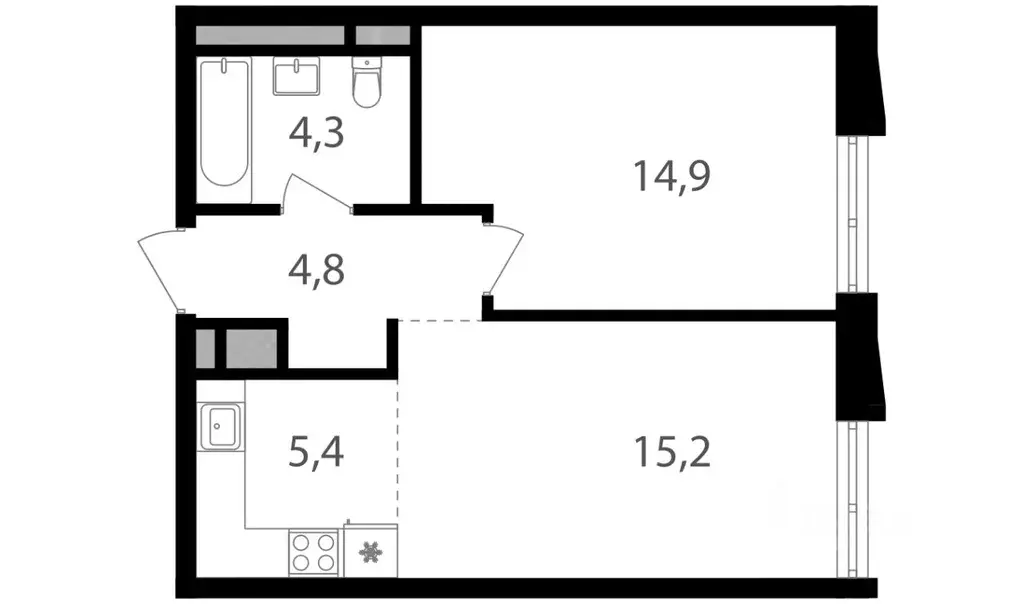 1-к кв. Москва Семеновский Парк 2 жилой комплекс (44.6 м) - Фото 0