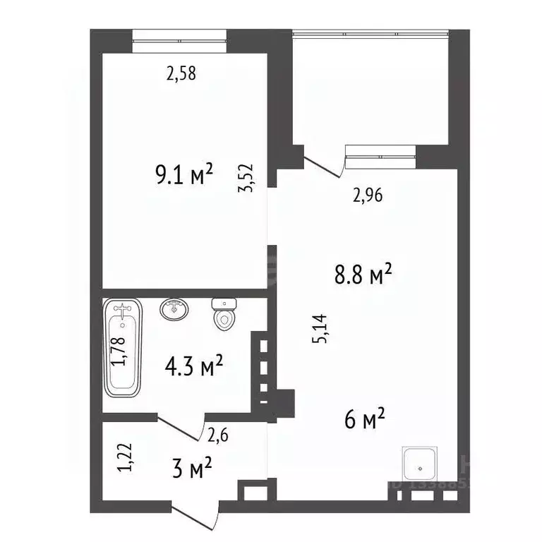2-к кв. Красноярский край, Красноярск ул. Лесников, 37Б (31.2 м) - Фото 2