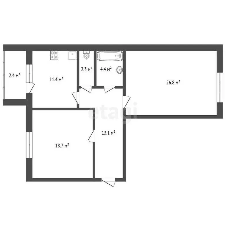 2-комнатная квартира: Ялуторовск, улица Революции, 131А (76.7 м) - Фото 1