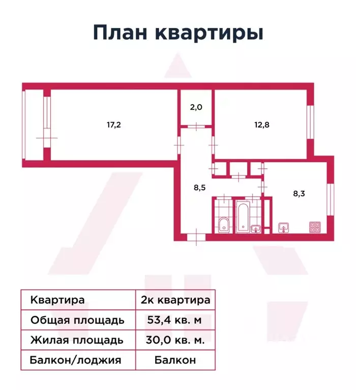 2-к кв. Ленинградская область, Гатчина ул. Чкалова, 21 (53.4 м) - Фото 2