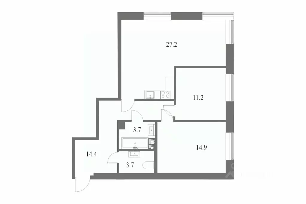2-к кв. Санкт-Петербург Петровский просп., 9к2 (75.1 м) - Фото 0