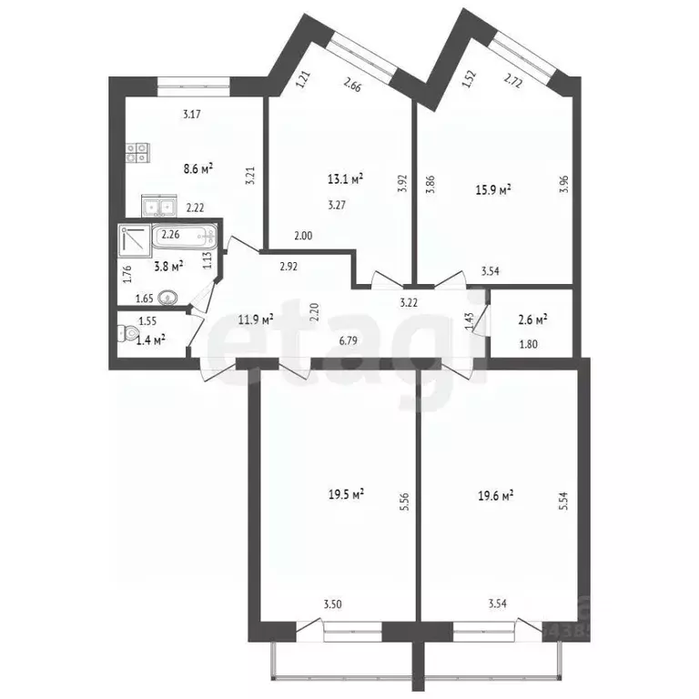 4-к кв. Алтайский край, Барнаул пер. Некрасова, 43 (96.4 м) - Фото 2