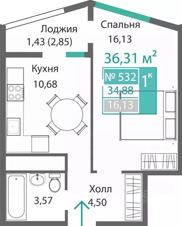1-к кв. Крым, Симферополь Крымская роза мкр,  (36.31 м) - Фото 0