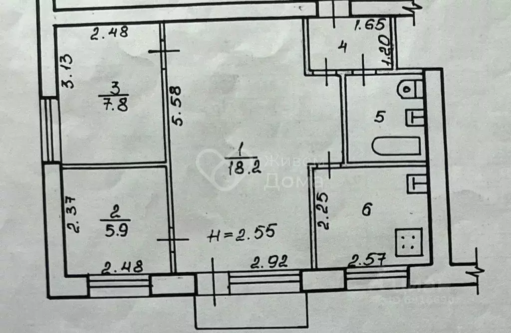 3-к кв. Волгоградская область, Волгоград ул. Батова, 10 (42.6 м) - Фото 2