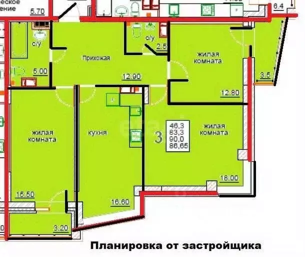 3-к кв. Волгоградская область, Волгоград Ангарская ул., 7А (83.4 м) - Фото 1