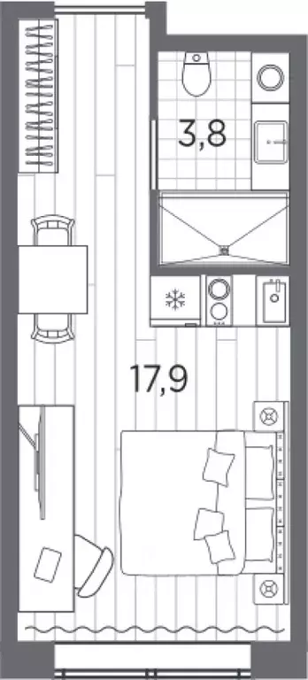 Студия Санкт-Петербург просп. Стачек, 62Е (21.7 м) - Фото 0