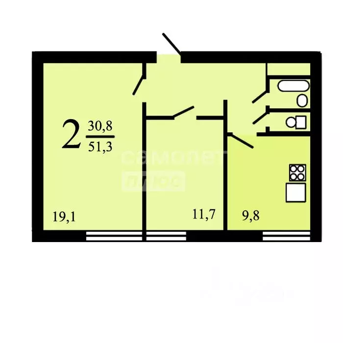 2-к кв. Москва Саратовская ул., 3К2 (51.3 м) - Фото 2