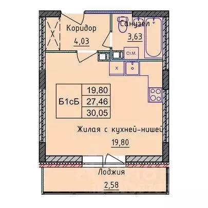 1-к кв. Ярославская область, Ярославль 2-й мкр,  (30.08 м) - Фото 0