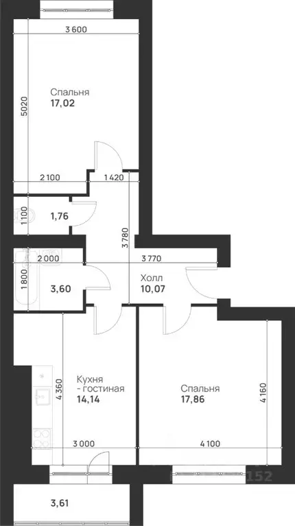 2-к кв. Тульская область, Тула Новая Тула мкр,  (68.06 м) - Фото 1