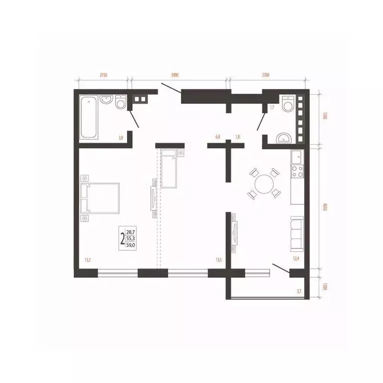 2-к кв. Иркутская область, Иркутск Сарафановская ул. (59.0 м) - Фото 0