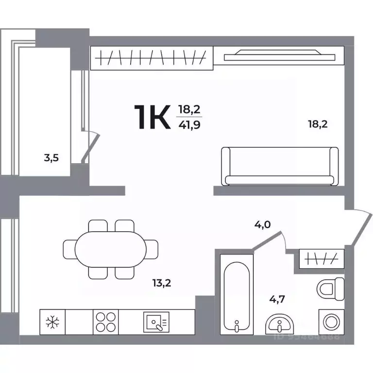 1-к кв. Новосибирская область, Новосибирск Беловежский мкр,  (41.4 м) - Фото 0