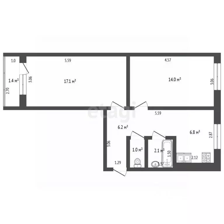 2-к кв. Мордовия, с. Лямбирь ул. Гражданская, 22 (47.2 м) - Фото 2