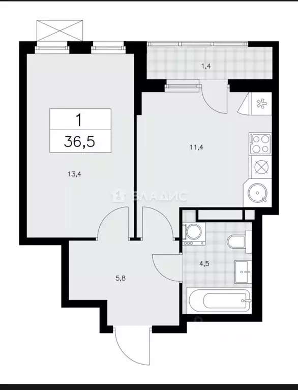 1-к кв. Москва ул. Братьев Гранат, 8 (35.2 м) - Фото 2