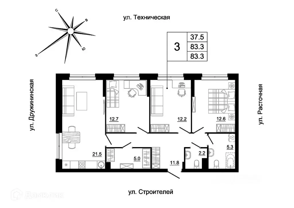 Продаётся 3-к квартира, 81.5 м - Фото 1