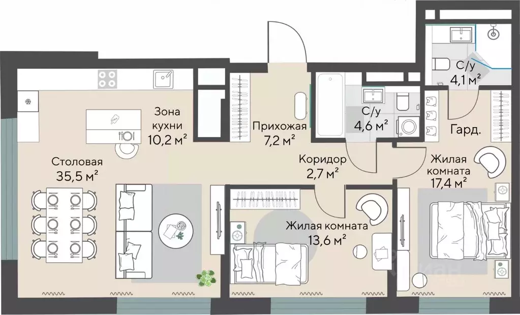 2-к кв. Свердловская область, Екатеринбург Парковый мкр, Никольский ... - Фото 0