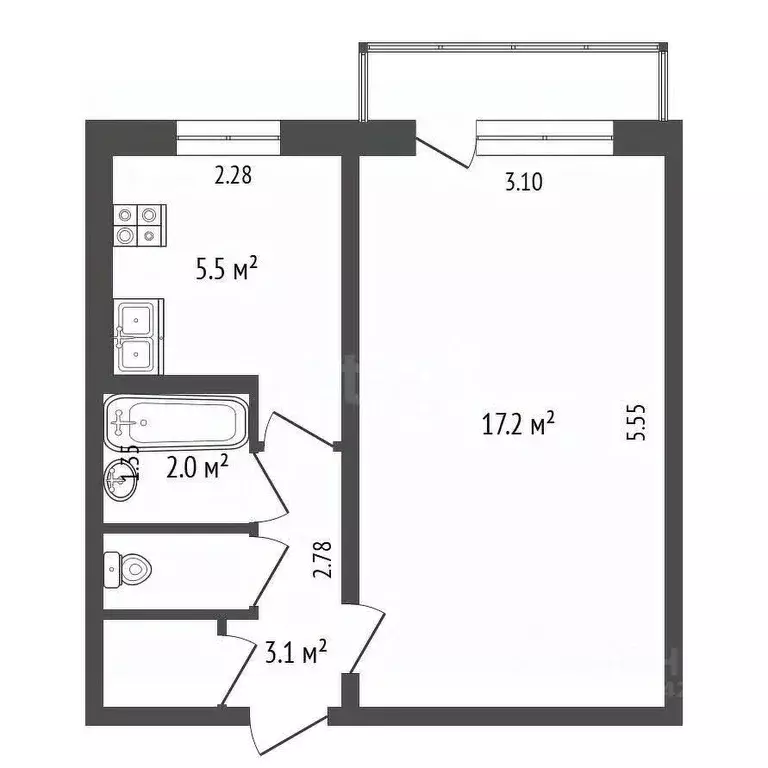 1-к кв. Кемеровская область, Кемерово ул. Халтурина, 43 (30.0 м) - Фото 2