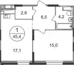 1-к. квартира, 45,4м, 5/19эт. - Фото 0