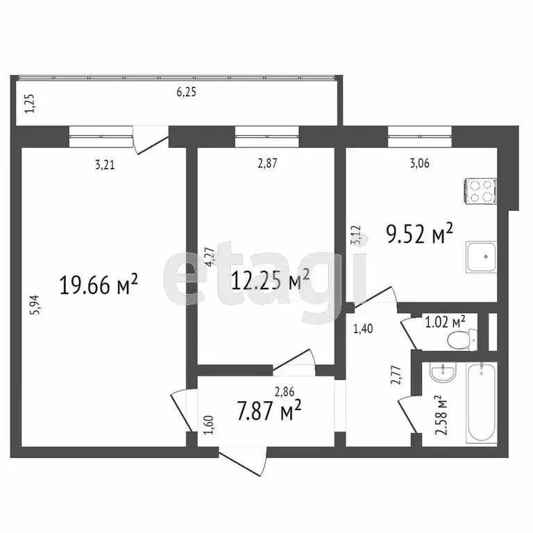2-комнатная квартира: Ульяновск, улица Рябикова, 36 (41.7 м) - Фото 0