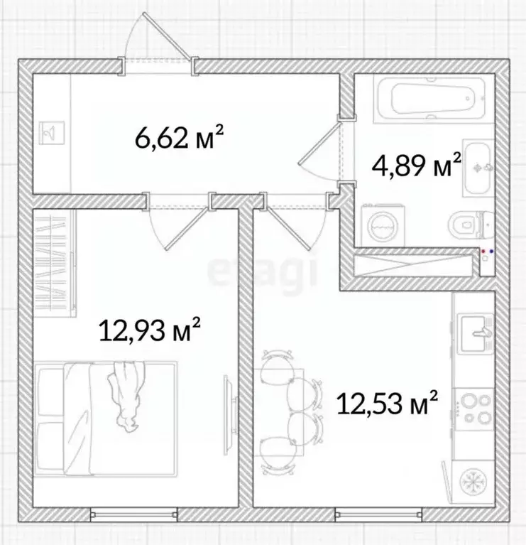 1-к кв. Оренбургская область, Оренбург Европа-Азия жилой комплекс, 3 ... - Фото 2
