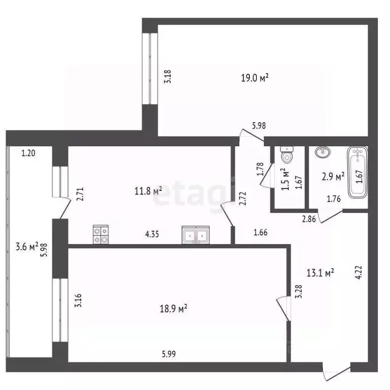 2-к кв. Смоленская область, Смоленск ул. Рыленкова, 34 (68.0 м) - Фото 0