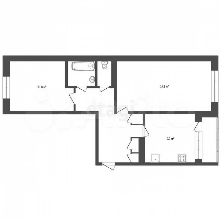 2-к. квартира, 53 м, 1/5 эт. - Фото 0