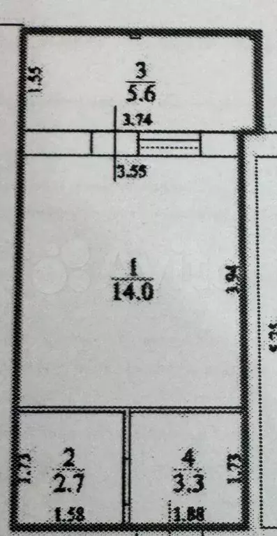 Квартира-студия, 25,6 м, 2/3 эт. - Фото 0