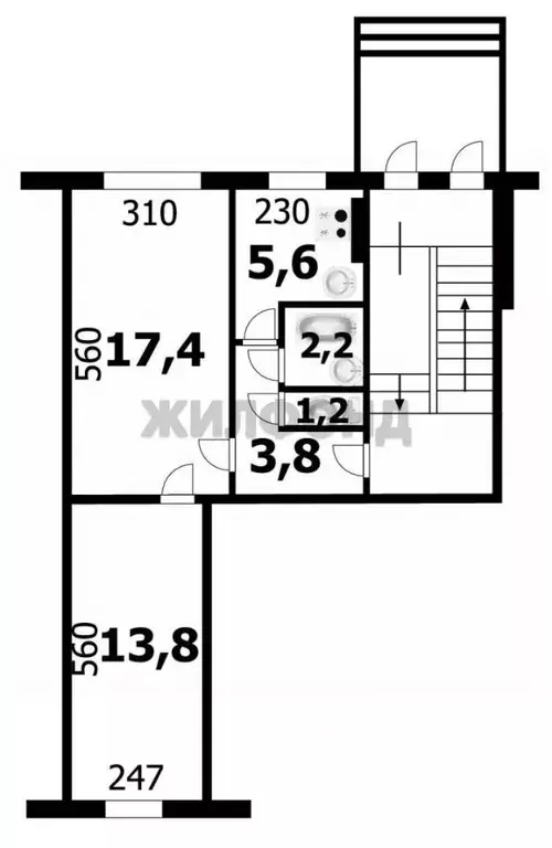 2-к кв. Новосибирская область, Новосибирск Сибирская ул., 31А (44.0 м) - Фото 0